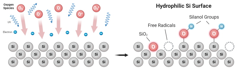  等離子體清洗對(duì)硅片表面活化引入羥基